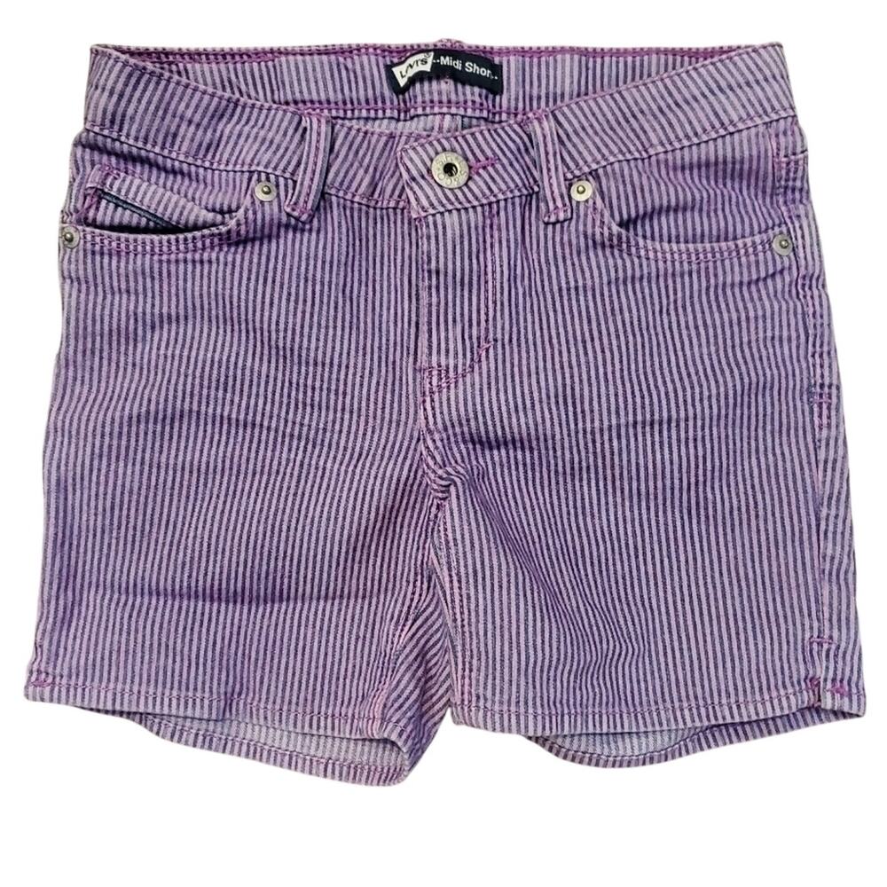 Levi's Girls Purple Blue striped Jean shorts Size 8 Reg